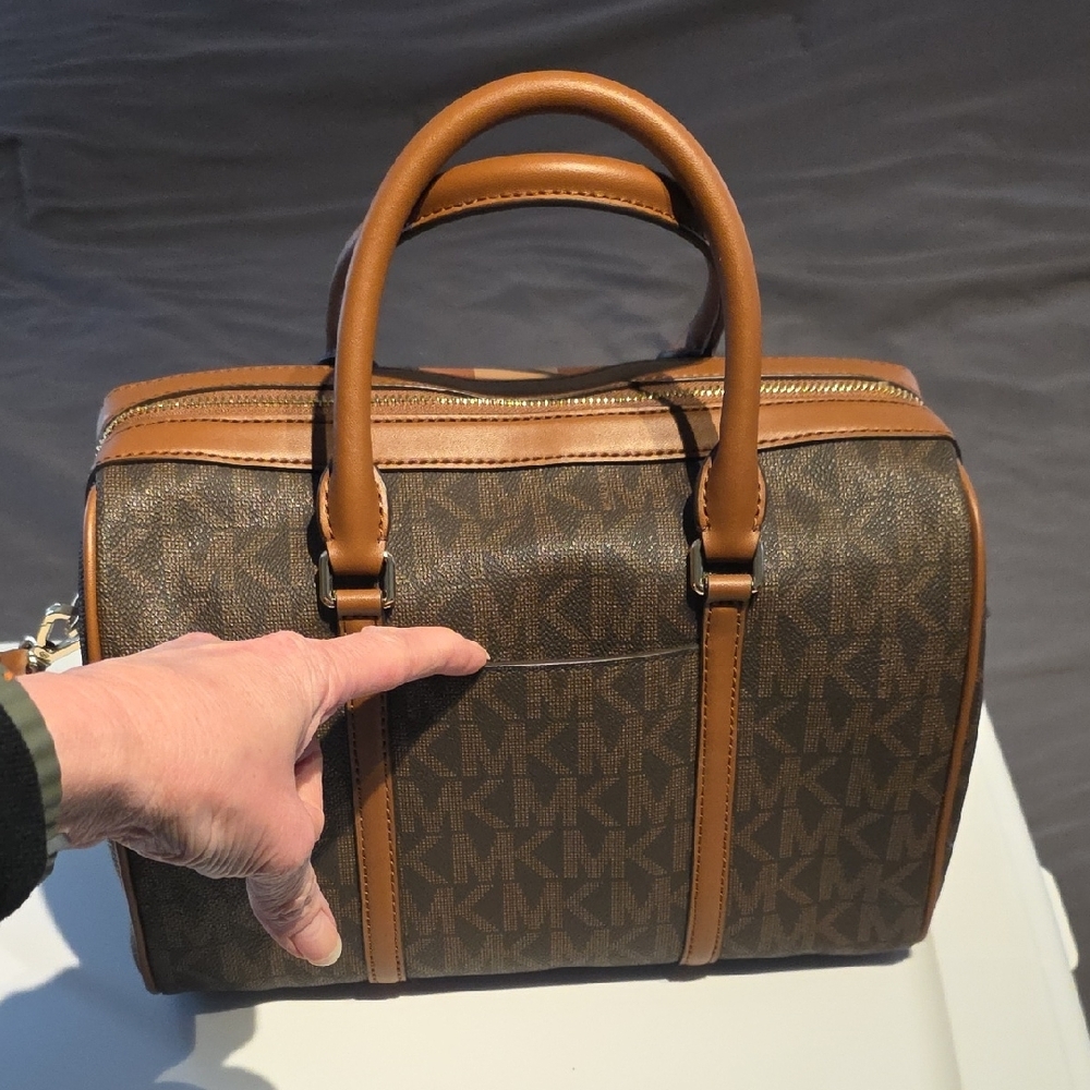 Michael Kors Brown and Tan Striped Satchel with Matching Wallet - Picture 7 of 15
